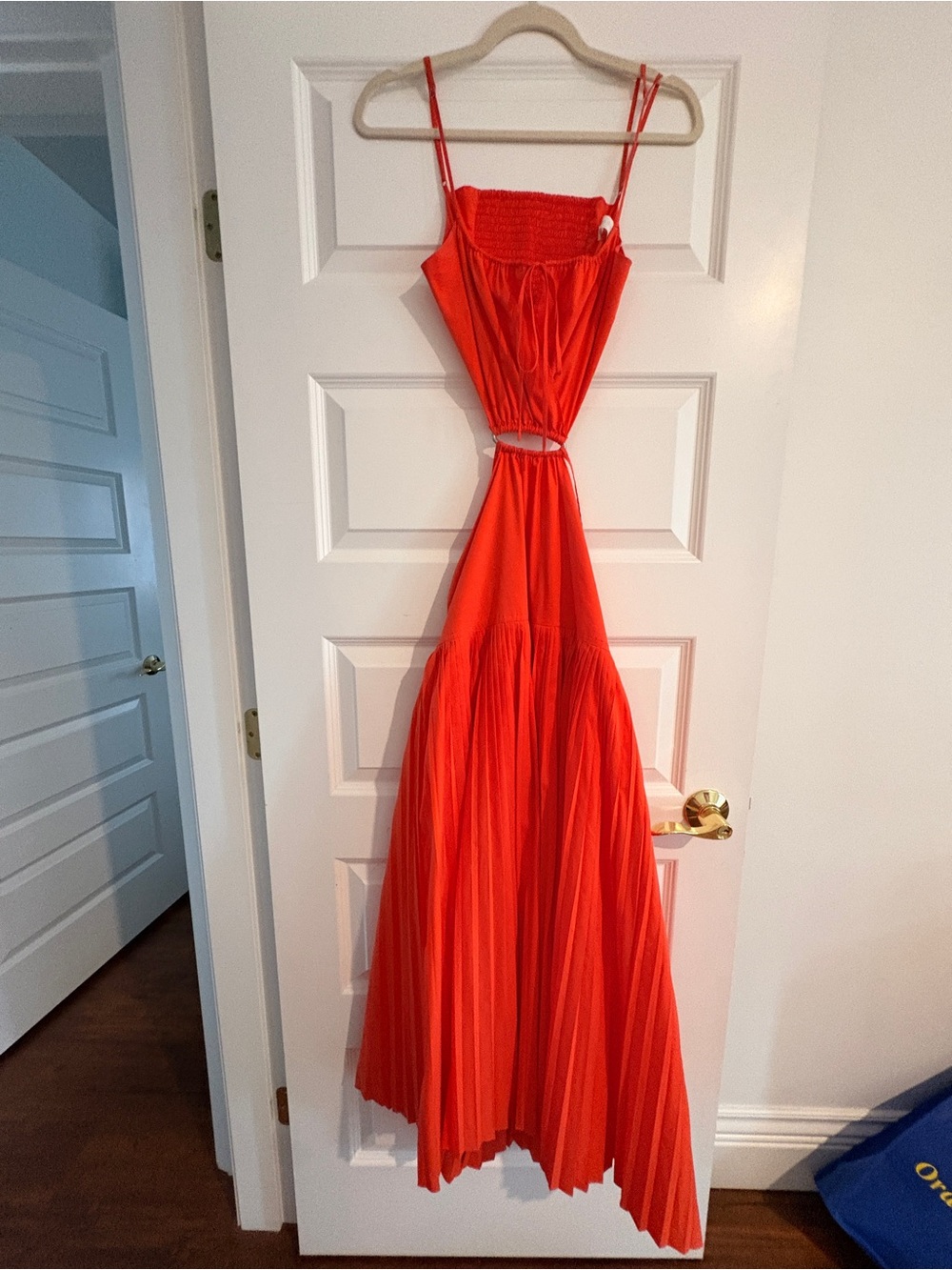 Jonathan Simkhai Cutout Pleated Maxi Dress | orange Red | Size S